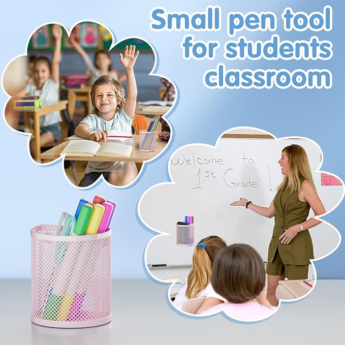 LUCYCAZ Magnetic Pencil Holder - Locker Accessories, 2 Pack Magnetic Pen Holder for Refrigerator for Home School and Office (Pink)