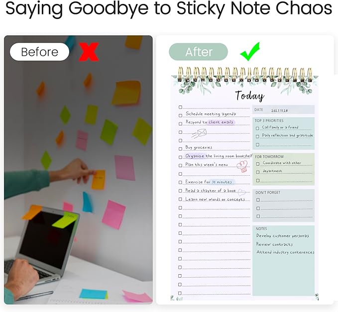 To Do List Notepad - To Do List Notebook for Work with 52 Sheets, Undated Daily Planner Perfect for Enhanced Productivity and Goal Achievement - Serene