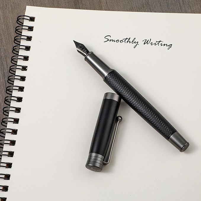 Fountain Pen Set, Smooth Writing Pen with 6PCS 2.6mm Ink Boxs and 0.5mm Fine Point Matte Pens for Executive Calligraphy Office Business Journaling Gift