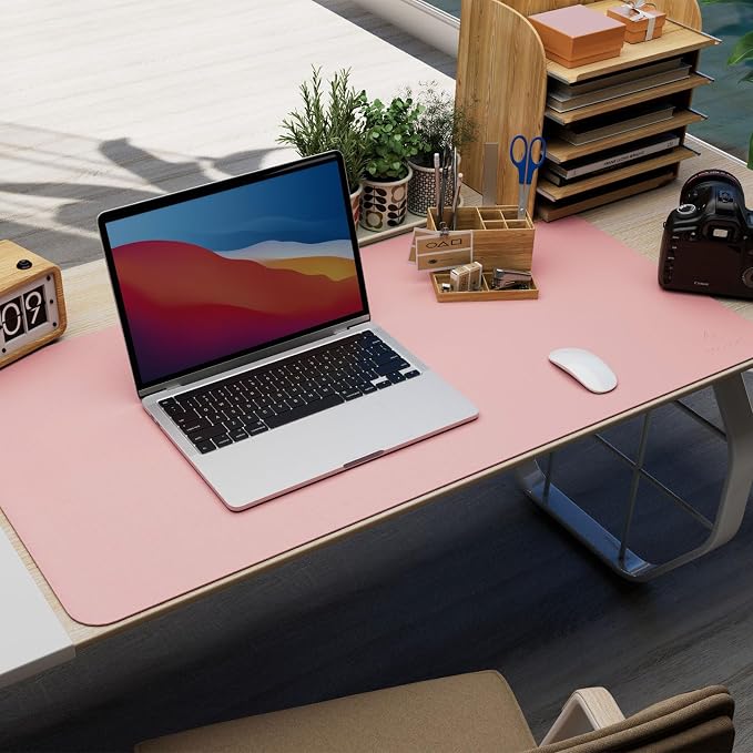 K KNODEL Large Desk Protector Mat and Pad for Office (Pink, 17" x 35.4") | Waterproof Desk Mat, Desk Pads and Blotters, Desktop Mat, Desk Protector and Cover, Office Computer, Laptop and Keyboard Mat