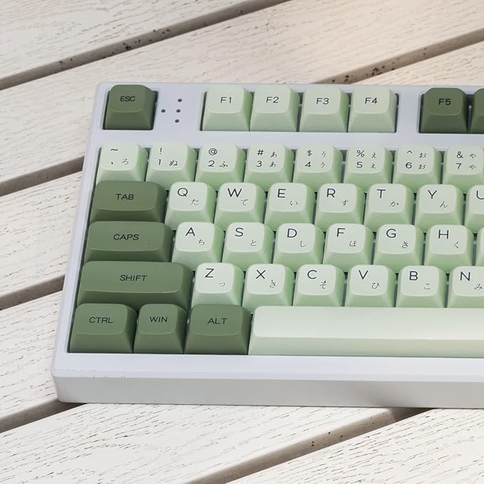 mintcaps PBT Japanese Keycaps Matcha Green XDA Profile Cute Keycaps Set 124 Keys Custom Dye-Sub Keyboard Key caps for Cherry Gateron MX Switches Mechanical Keyboards