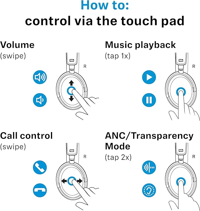 Sennheiser ACCENTUM Plus Wireless Bluetooth Noise Cancelling Headphones - Quick-Charge Feature, Up to 50HR Playtime, Adaptive Hybrid ANC, for Traveling, School & Work, White