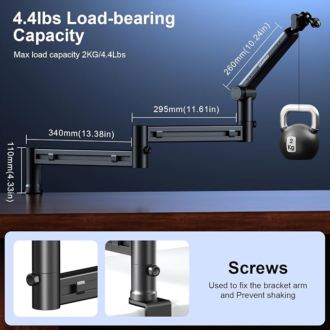 Microphone Arm,Aokeo AK-58i Desk Low Profile Mic Boom Arm Stand,Suitable For Blue Yeti,Snowball iCE,HyperX QuadCast,SoloCast,Elgato Wave,Etc