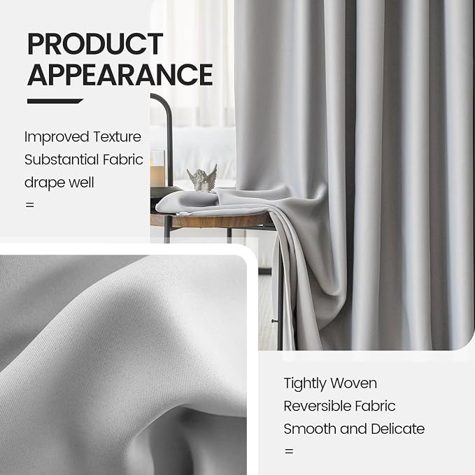 Floor to Ceiling Curtains for Wall Ceiling Mount Track - Blackout Hanging Room Divider Curtains for Ceiling Track System or Rod with Hooks - Room partition Extra Wide Curtain, 1 Panel