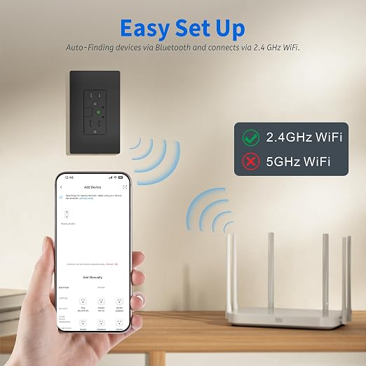 TOPELER Smart WiFi Outlet with Individual Control, Compatible with Alexa&Google | 15A Duplex Receptacle, Scheduling & Timer, Remote Control via Smart Life App, 2.4GHz WiFi Required, ETL & FCC Certified
