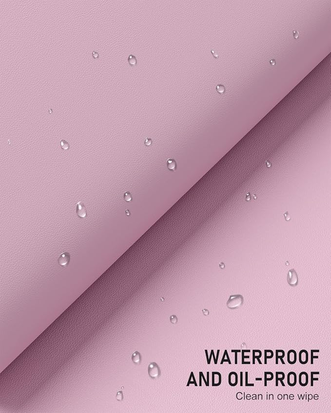 Desk Pad, 30" x 14" PU Leather Non-Slip Desk Mat Large Mouse Pad for Desktop, Waterproof Laptop Computer Writing Mat for Office, Home, Work, Gaming, Pink