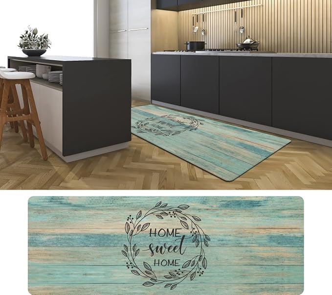 J&V TEXTILES Kitchen Mat Cushioned Anti Fatigue Floor Mat,19.6"x55", Thick Non Slip Waterproof Kitchen Rugs and Mats, Standing Mat for Kitchen,Floor,Home,Office,Desk,Sink,Laundry (Home Sweet Home)