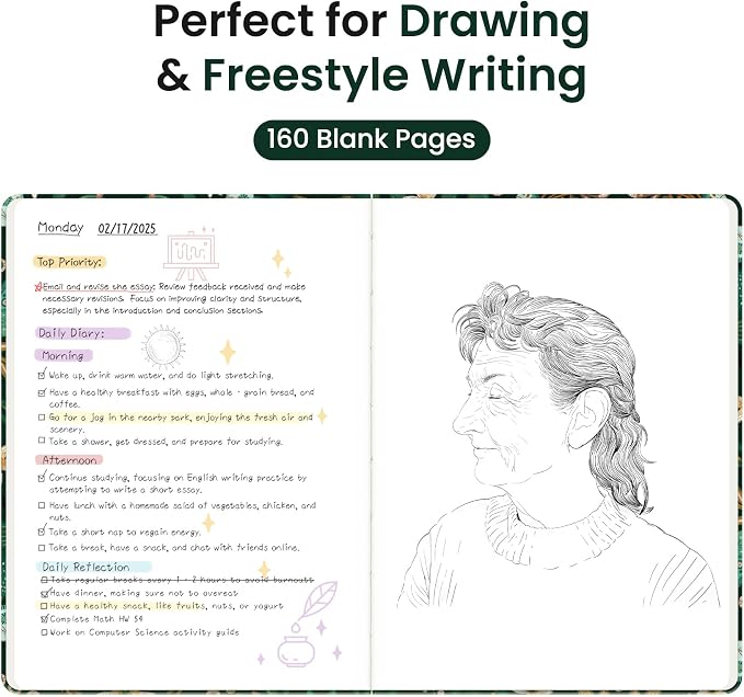 Taja Blank Journal Notebook for Women & Men, Hardcover Leather Journal for Writing, Sketch Book, A5 Plain Paper Notebook for Drawing & Sketching, Perfect for Office School Home Supplies, Butterfly