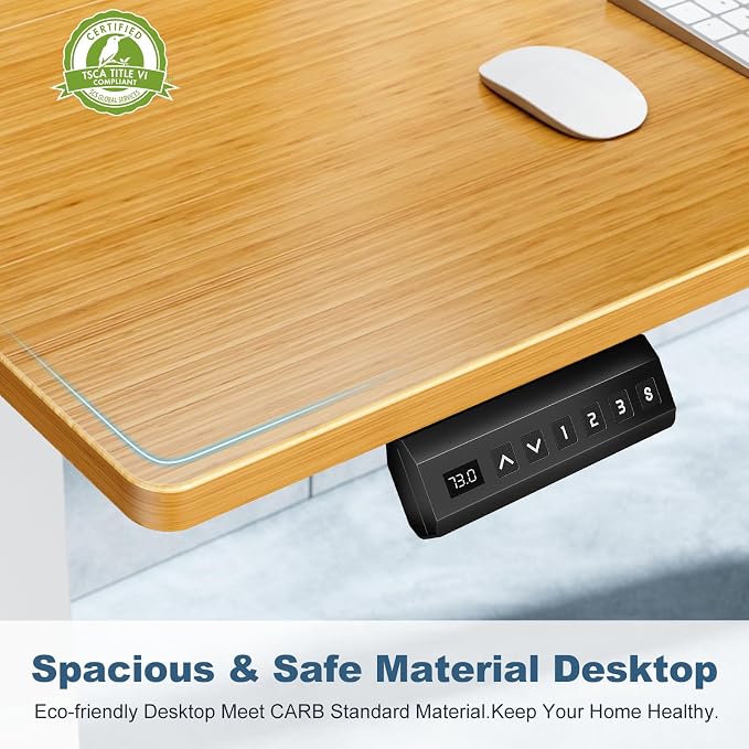 DUMOS 55 Inch Electric Standing Desk Height Adjustable, Sit to Stand Computer Workstations Large Work PC Table Home Office Writing Gaming Desks with Memory Presets for Walking Pad, Bedroom, Oak