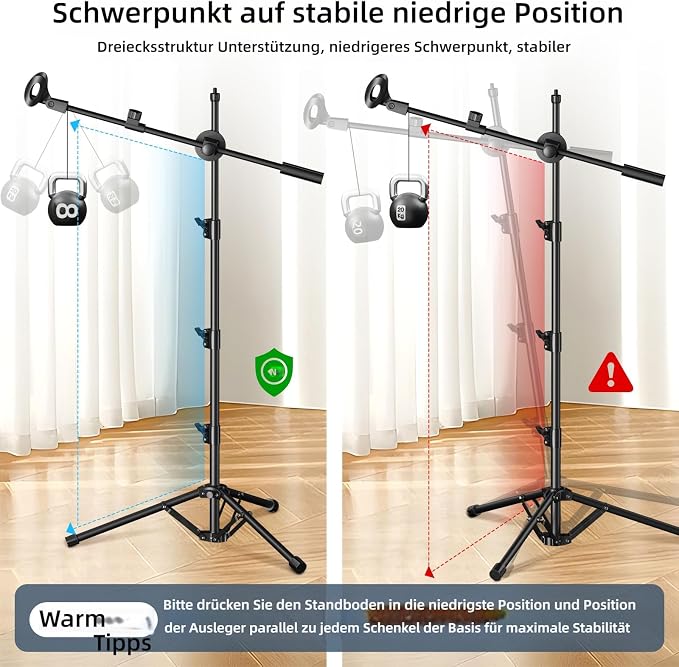 Mic Stand, 6-in-1 Microphone Stand with Floor Boom, Support Boom, Gooseneck, Mic Clips, Tablet Phone Holder, Black, Metal, Portable, Adjustable