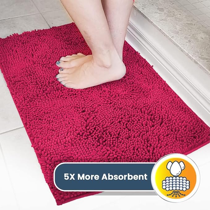 Muddy Mat® | Super Absorbent Door Mat Indoor, Microfiber Quick Dry Chenille Entryway Rug, Non-Slip Front Door Mat, Indoor Mats for Entryway, Machine Washable Pet Rug, Hot Pink 16" x 24"
