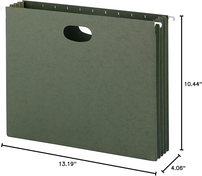 Smead Hanging File Pocket with Full-Height Gusset, 3-1/2" Expansion, Letter Size, Standard Green, 10 per Box (64220)