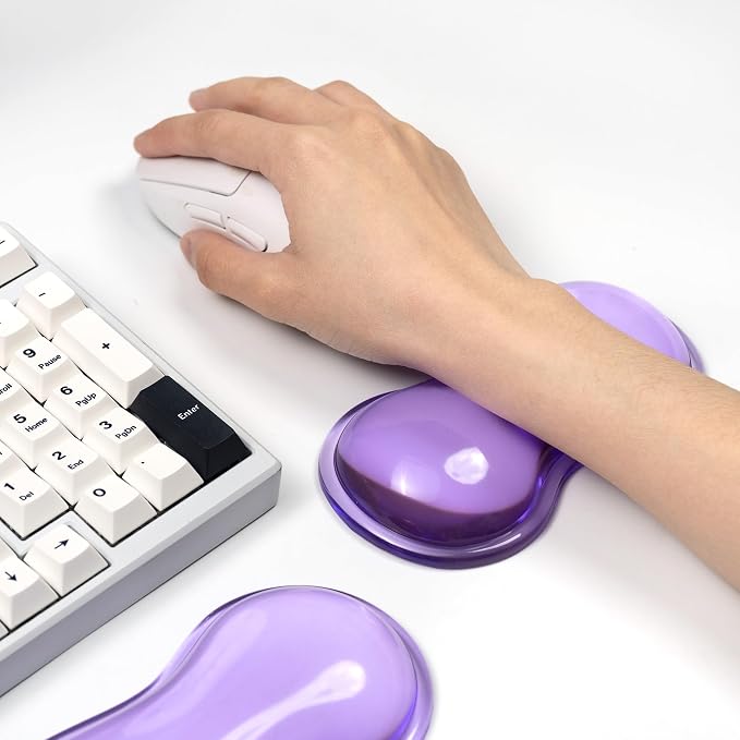 Clear Gel Mouse Wrist Rest, Purple Cute Mouse Wrist Rest, Comfort & Support for Typing and Gaming (Purple-Short)