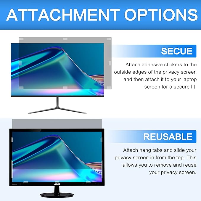 ZOEGAA 25 Inch Computer Privacy Screen Filter for 16:9 Widescreen Monitor 21.8"x12.3" - Computer Screen Privacy Shield and Anti Blue Light Anti Glare Screen Protector