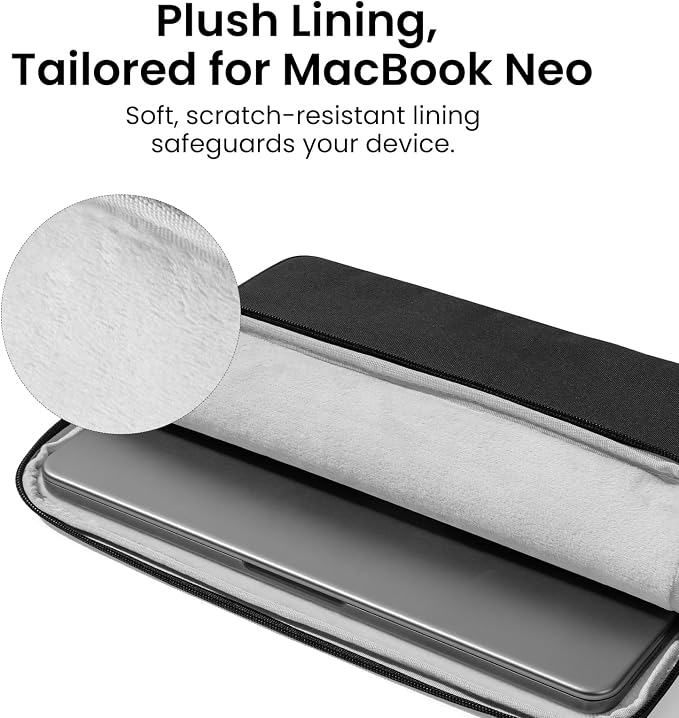 tomtoc Custom-Fit Slim Sleeve for 13-inch MacBook Neo A18 Pro A3404, Water-Resistant Protective Case with Accessory Pocket