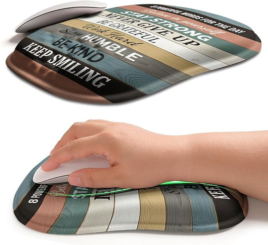 Hokafenle Ergonomic Wrist-Hugging Mouse Pad Wrist Support, U-Shaped Holding Wrist Rest Mousepad for Carpal Tunnel Pain Relief with Cushioned Memory Foam Slope Massage Bulge (10.2x8.3 in,Believe)