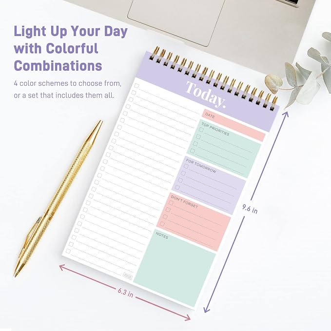 Sweetzer & Orange Daily & Weekly To Do List Notepad – Undated Work Planner & Organizer with Wish List Section, 52-Sheet Coiled Task Pad for Productivity – MAUVE To Do List Notebook for Work