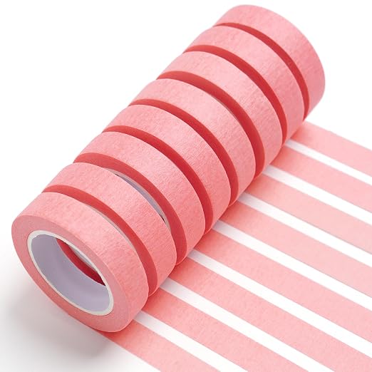 UMETDO 8PCS Colored Masking Tape - Pink Painters Tape, Tape for Kids Art Supplies, Great for Crafts, Labeling, DIY Decorative, 1/2 Inch Colored Tape Rolls- Tiny Size