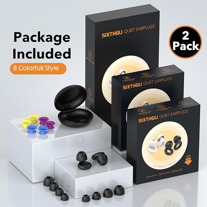 Ear Plugs for Sleeping Noise Cancelling -30dB, 2-Pack Reusable Soft Noise Reduction Ear Plugs for Sleep, Travel,Deep Focus, Hearing Protection,Concert with Carrying Case(