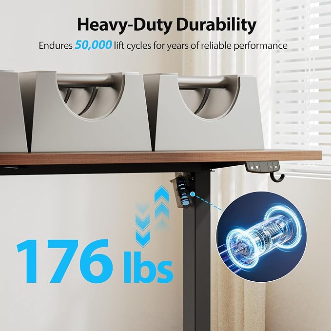 Agilestic Electric Standing Desk, 48 x 28 Inches Height Adjustable Desk, Sit Stand up for Work Office Home, Ergonomic Rising Computer Table with Memory Preset, Dark Walnut