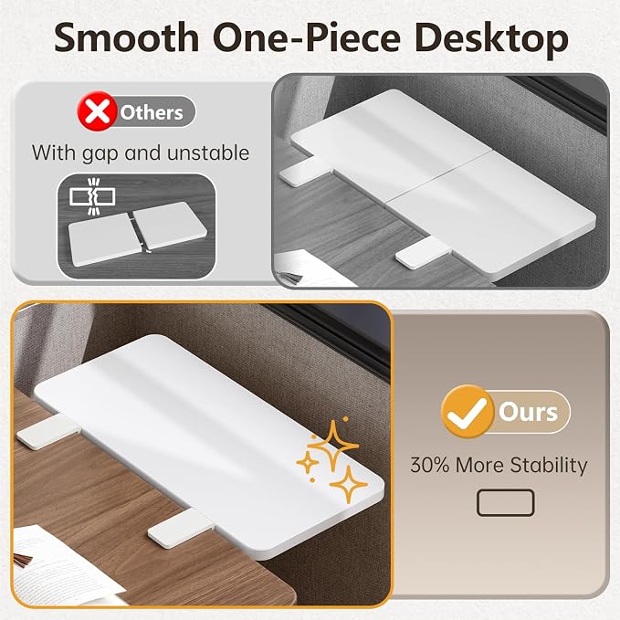 3 in 1 Clamp-on Desk Extender Shelf, 15.7×7.5 Inch, White | Adjustable Desk Riser for Monitor & Keyboard, Heavy-Duty Side/Top Desk Organizer Shelf, Desktop Storage for Office Supplies