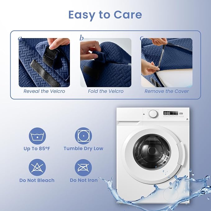 Sasttie Adjustable Wedge Pillow Set for After Surgery, Navy | Bed Wedge Pillow Headboard with Memory Foam Neck Cushion, for Acid Reflux, Sleeping, Neck & Back Support