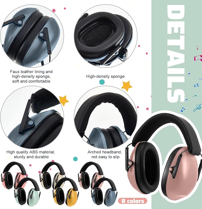 Amylove 12 Pcs Kids Ear Protection Noise Cancelling Headphones Ear Muffs Bulk 27db Adult Noise Reduction Hearing Earmuff(Universal Fit (kids & Adults),Boho Style)