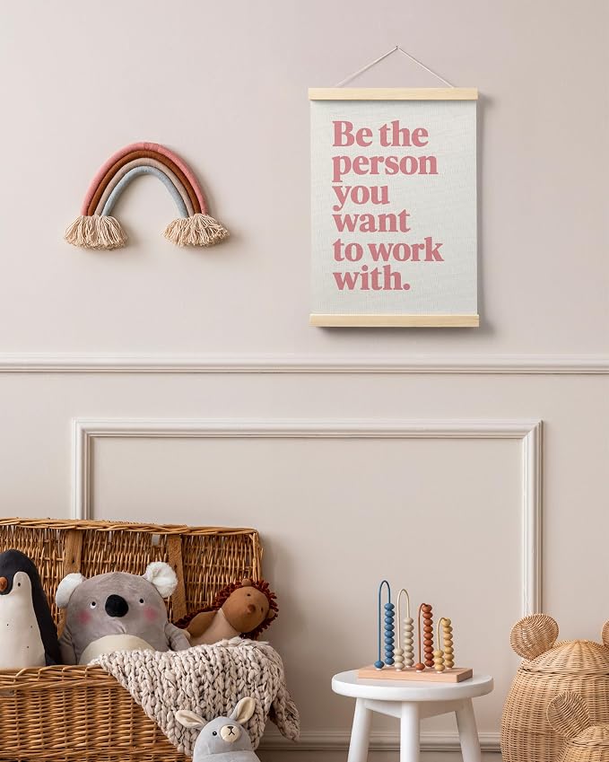 FGFK Be the Person You Want to Work with Inspirational office Framed hanging Canvas wall art Poster Prints decor for women,Trendy Pink Motivational posters office decorations for work,12x16 Inch