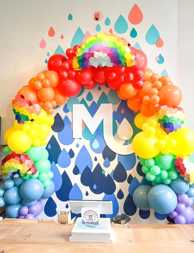 Rainbow Balloon Garland Arch Kit, 130 Pcs Back to School Balloon Arch Kit, Colorful Latex Balloons in Mixed Sizes for First Day of School, Back to School Party, Birthday, Baby Shower Decor