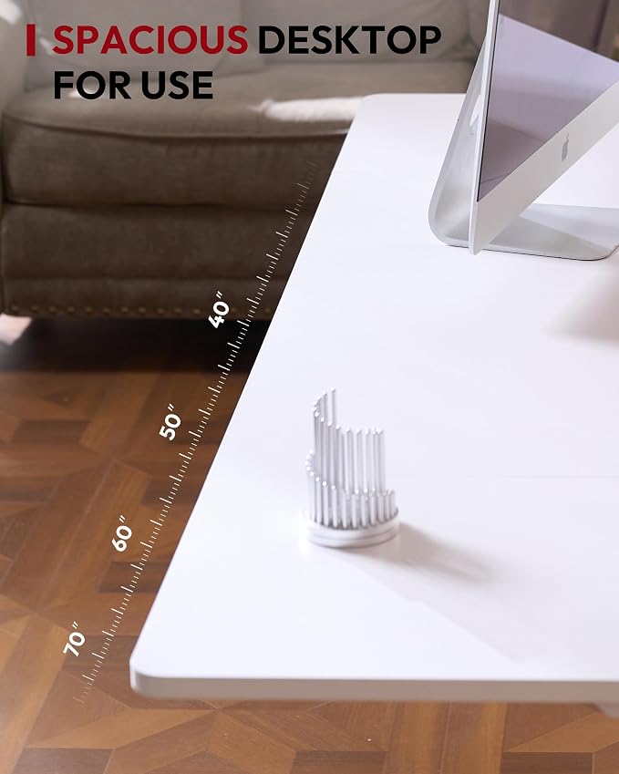 SANODESK Dual Motor Electric Standing Desk 79 x 32 Inches, Height Adjustable Sit Stand Desk with Large Splice Board for Home Office, Computer Workstation, Study & Gaming, White Frame/White Top