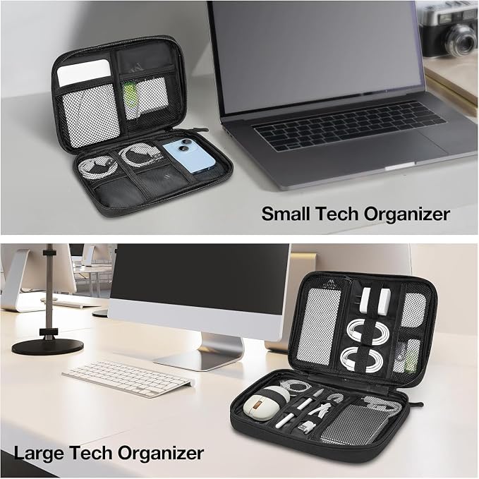 MATEIN Cord Organizer Travel Case, Cable Storage Bag, 2 Pack | Water Resistant, Tech Organizer Pouch, For Small Electronic Accessories, Portable Electronics Case, For Changer, Earphone