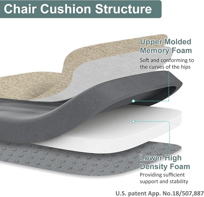 Shinnwa Dining Chair Cushions Set of 4, Patented Design Memory Foam Seat Cushions for Dining Chairs with Ties and Washable Cover, 4 Pack, 17" x 16" x 2", Natural Linen