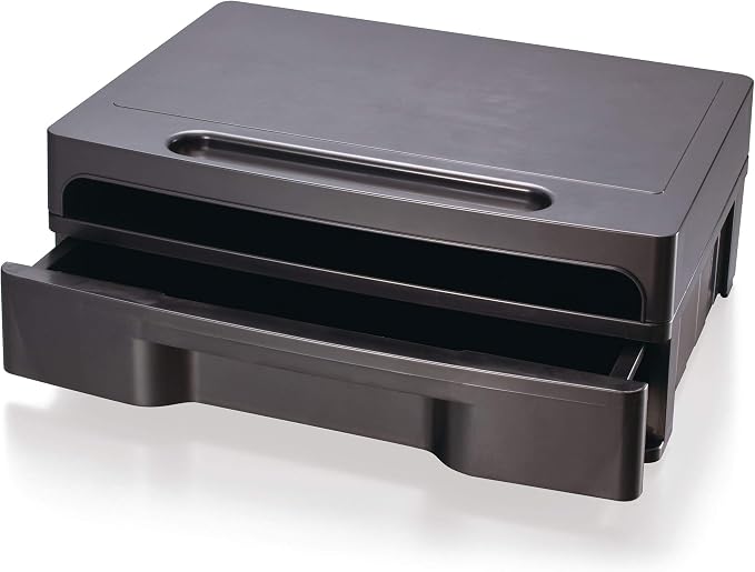 Officemate 2200 Series Executive Monitor Stand with Drawer, Black (22502) (Pack of 4)