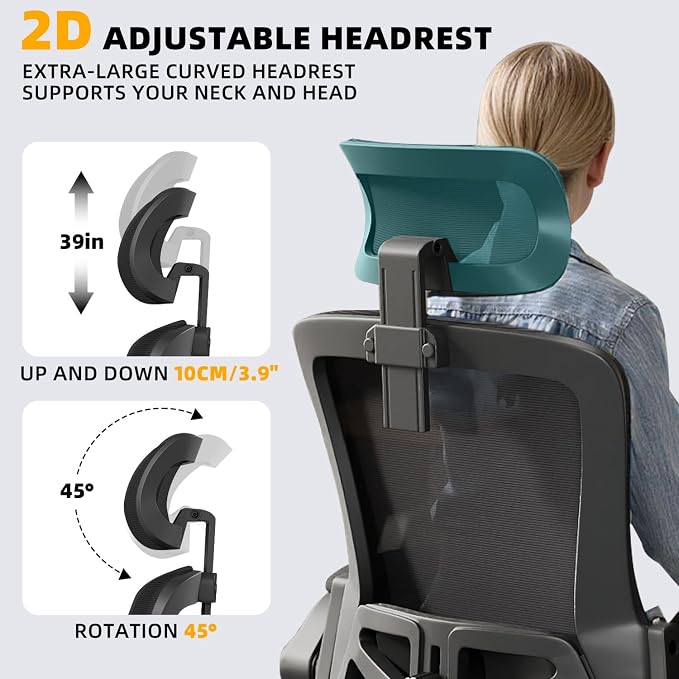Ergonomic Office Chair Desk Chair with Adjustable Lumbar Support | Mesh Computer Chair Home Office Desk Chair with Flip-up Armrests Executive Task Chair Comfy Mesh Gaming Chair (Black-Black)