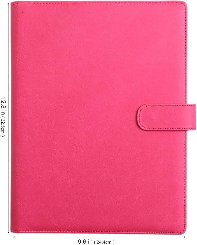12.8 * 9.6 inch Portfolio Case Business Padfolio, Smart Phone is Usable in Document Organizer, Conference File Folder with A4/Letter Size Clipboard and Notepad - Hot Pink