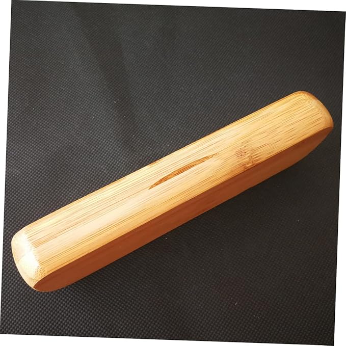 Bamboo Pen Box with Two Pen Slots - Eco-Friendly Wooden Pencil Case Organizer for Desk Supplies and Stationery Storage at Home and Office