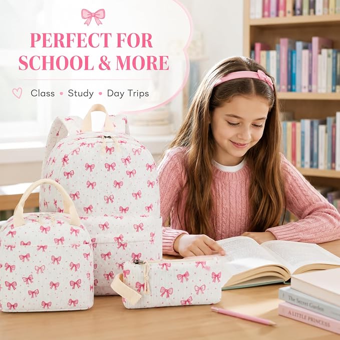Bluboon School Backpack Set Girls Womens Laptop Bookbag Casual Daypack Fits 15 inch Laptop with Lunch Tote Bag and Pencil Bag