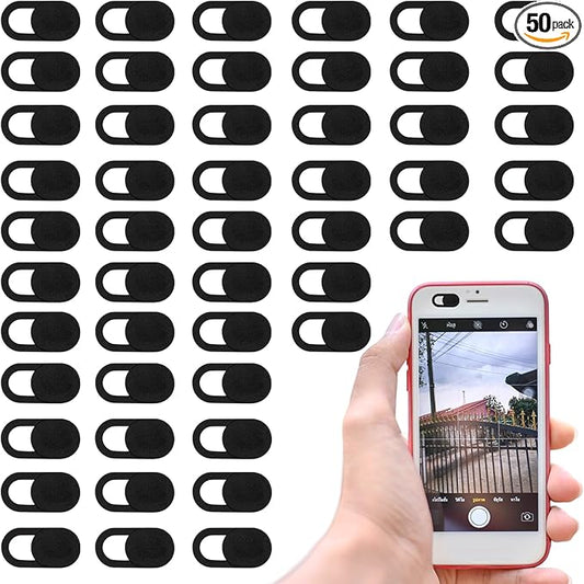 50 Pcs Webcam Cover Slide, 0.023 Inch Ultra-Thin Universal Laptop Camera Cover Slide Webcam Cover for Laptop, Computer(Black)