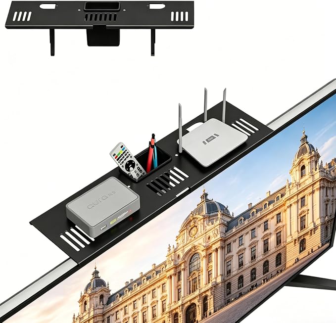 Universal Soundbar Mount No TV Top Shelf Steel Frame | Drilling Required Space-Saving Fits Most Soundbars Up to 15 lbs Compatible with Samsung, Sony, LG, Bose
