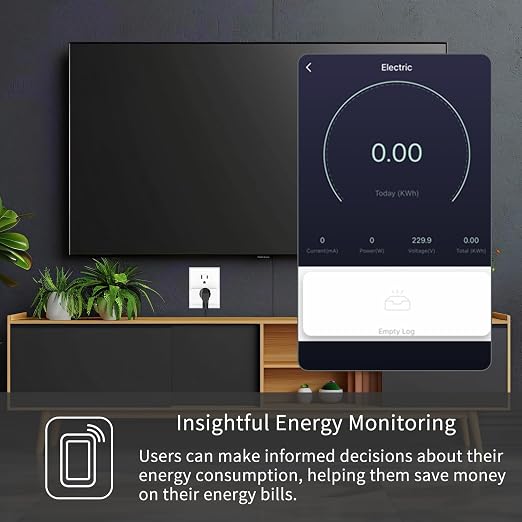 Smart Plug Mini with Energy Monitoring, 2.4G Wi-Fi Outlets Support Alexa, Google Assistant, SmartThings, Tuya Smart Plug, Timer, ETL & FCC Certified,1 Pack