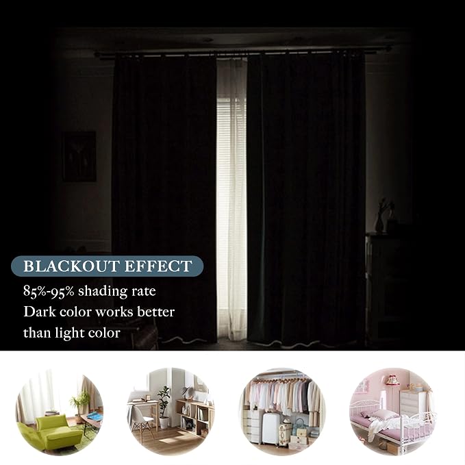 PONY DANCE Window Treatments Drapes - 42 Wide x 90 Long, Biscotti Beige Curtains Light Block Home Decoration Room Darkening Back Tab/Rod Pocket Curtain Panels for Living Room, 1 Pair