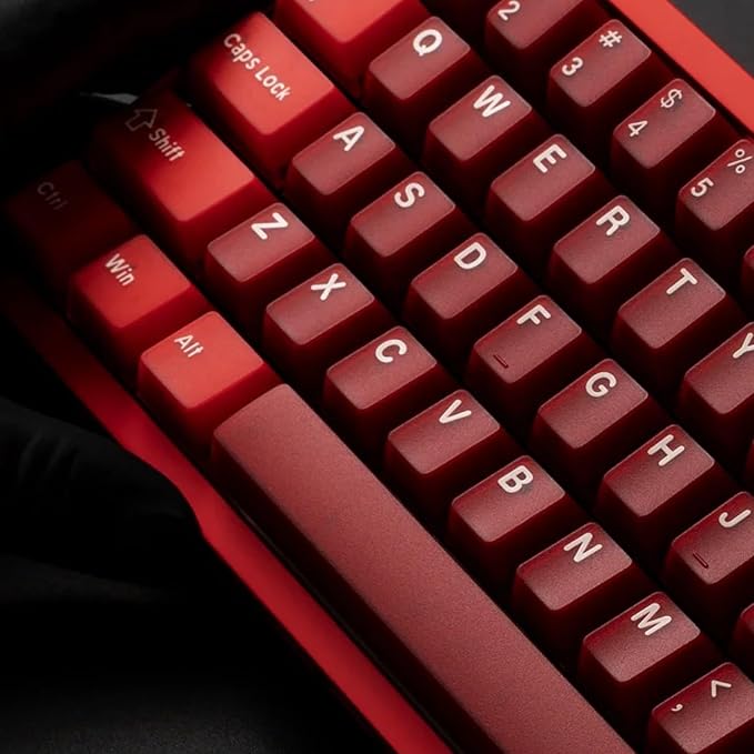 PBT Keycaps Set 164Keys Cherry Profile Red Black Keycaps 60% 65% 75% 100% Dye Sublimation Costom Key caps for Cherry Gateron MX Switches Mechanical Keyboards