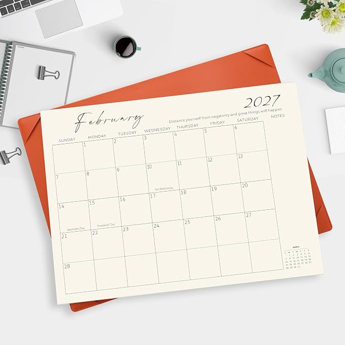 Gannyfer Large Desk Calendar 2026-2027 with Desktop Mat, Simplified 22" x 17" Desktop Pad Calendar, 18 Month Table Calendar from Jul 2026 to Dec 2027 (Orange Color)