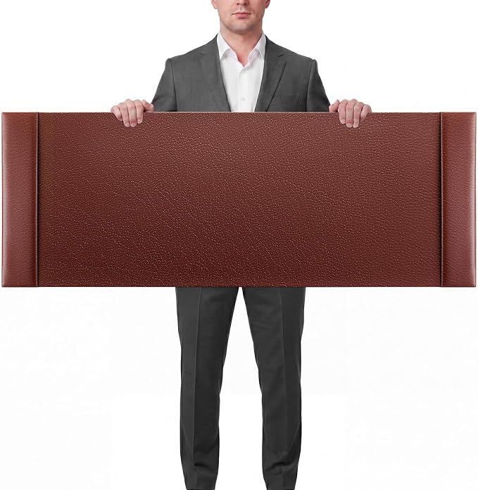 47.2 x 17 Inch Leather Desk Pad Protector with Side Rails, Executive Office Desk Mat for Home Workspace, Writing Surface, Mouse & Keyboard Pad, Elegant Gift for Men Dad Husband(Brown)