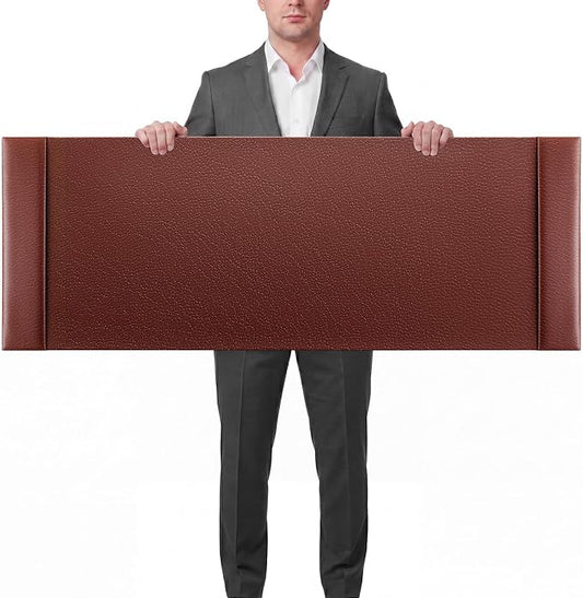47.2 x 17 Inch Leather Desk Pad Protector with Side Rails, Executive Office Desk Mat for Home Workspace, Writing Surface, Mouse & Keyboard Pad, Elegant Gift for Men Dad Husband(Brown)