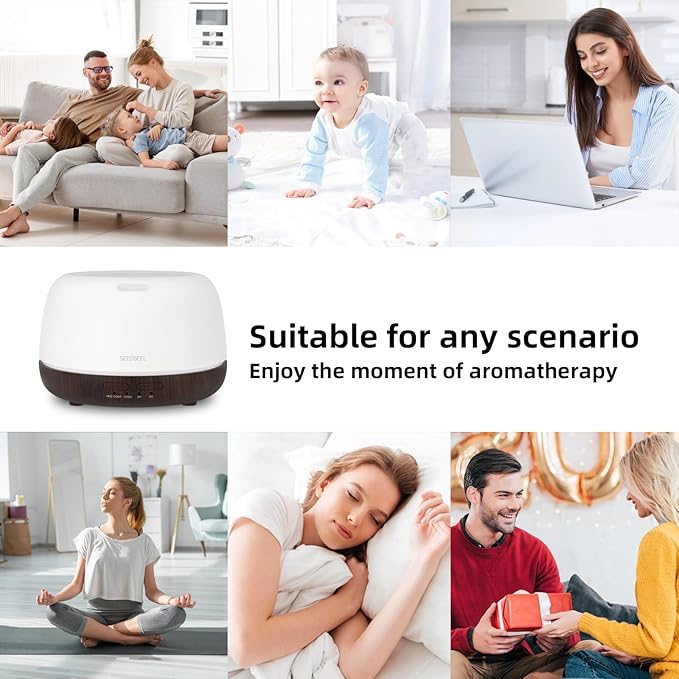 300ML Essential Oil Diffuser, Small Aromatherapy Diffuser with Remote Control, 7-Color LED Light,4 Timer, Quiet,Auto-Off, Easy to Use,for Home,Bedroom,Office