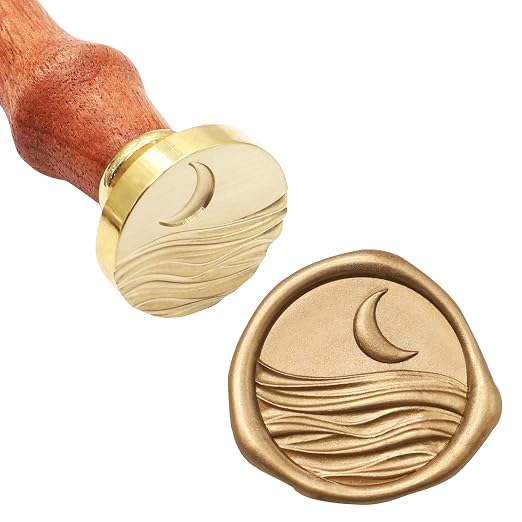 SWANGSA 3D Moon and Ocean Wax Seal Stamp Kit with 200pcs Sealing Wax Beads, Great for Embellishment of Invitations, Wine Packages, Gift Ideas