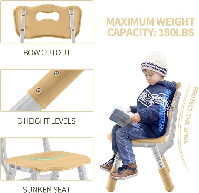 DOREROOM Adjustable Kids Table & 4 Chairs Set, 47.2" L x 23.6" W, Beige | Graffiti Desktop,Table Supports 300 lbs,Toddler Ages 2-8，FSC-certified, Children Activity Table for Daycare, Classroom, Home