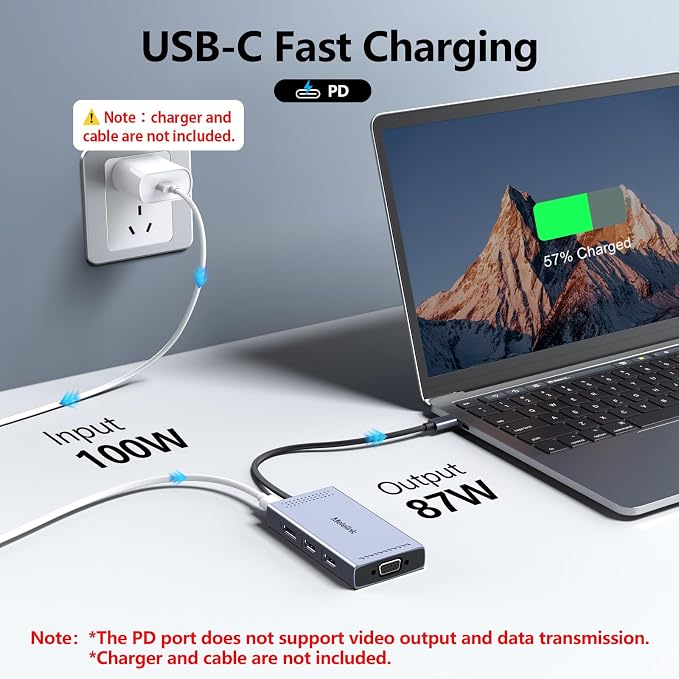 USB C Docking Station Dual HDMI Monitor Adapter, Melelink USB C Hub 3 Monitors with 2X HDMI 4K, 8K Displayport, VGA, 100W PD, USB C&A Ports, 9 in 1 Laptop Docking Station for Dell, HP, Lenovo, etc