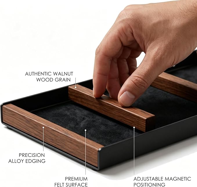 Magnetic Desk Organizer Tray — Your Order Freely Defined — Modular EDC Valet Tray for Desk & Drawer — Premium Modern Catch-All Tray for Office Workspace Home Décor & Tech Storage